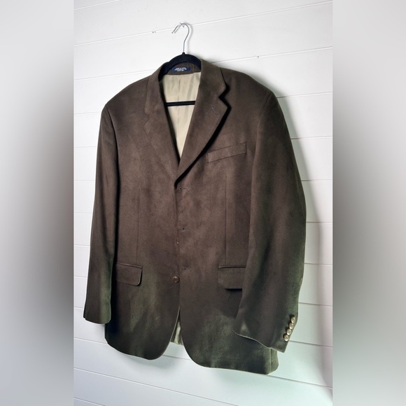 Chaps  Ralph Lauren 42L dark olive green color suit jacket feels like suede.MN27 - Picture 1 of 7